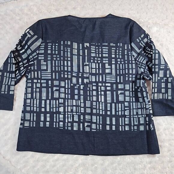 Chicos denim burnout open front jacket topper Size 2 (L/XL based on measurements - Picture 5 of 6